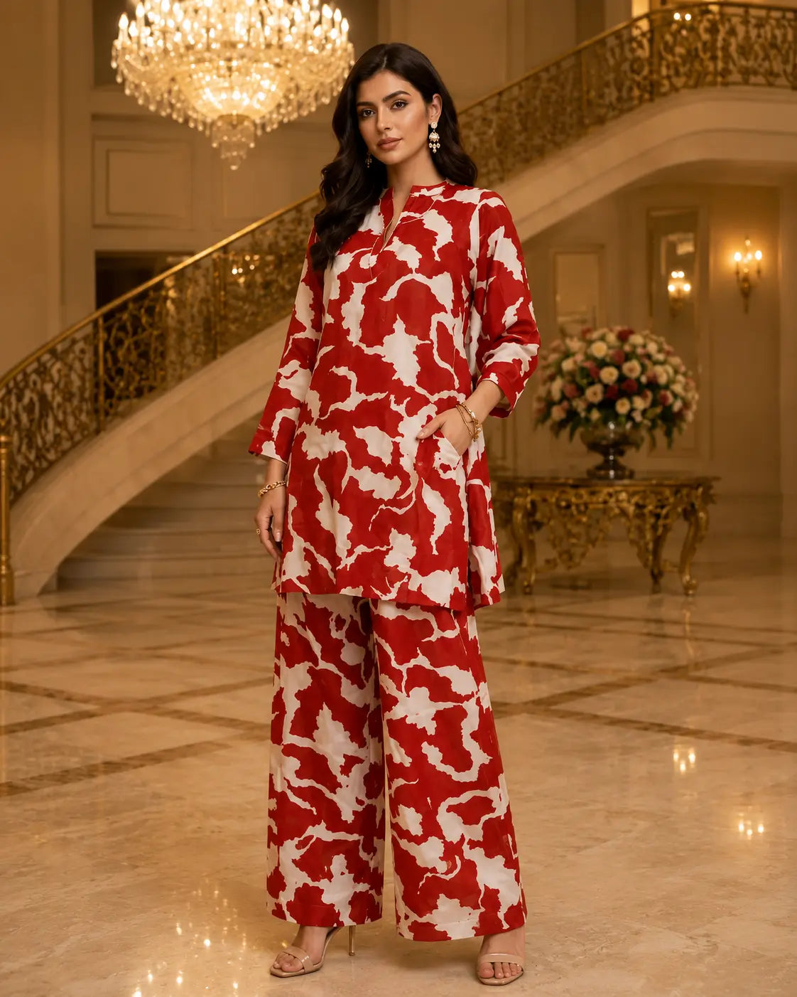 Ruby Abstract Printed Co-Ord Set – Women’s 2 Piece Outfit