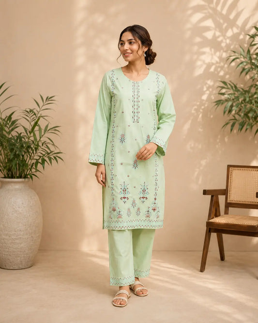 Mint Aura Embroidered 2 Piece Suit