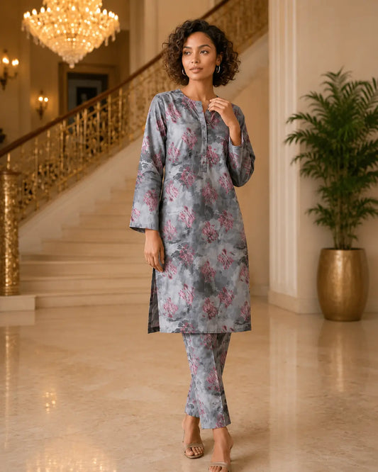 Midnight Bloom Printed Co-Ord Set – Women’s 2 Piece Casual Wear