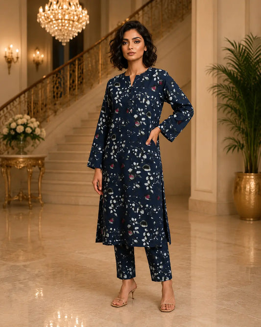 Midnight Petal Printed Co-Ord Set – Women’s 2 Piece Outfit