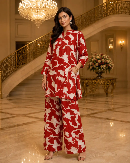 Ruby Abstract Printed Co-Ord Set – Women’s 2 Piece Outfit